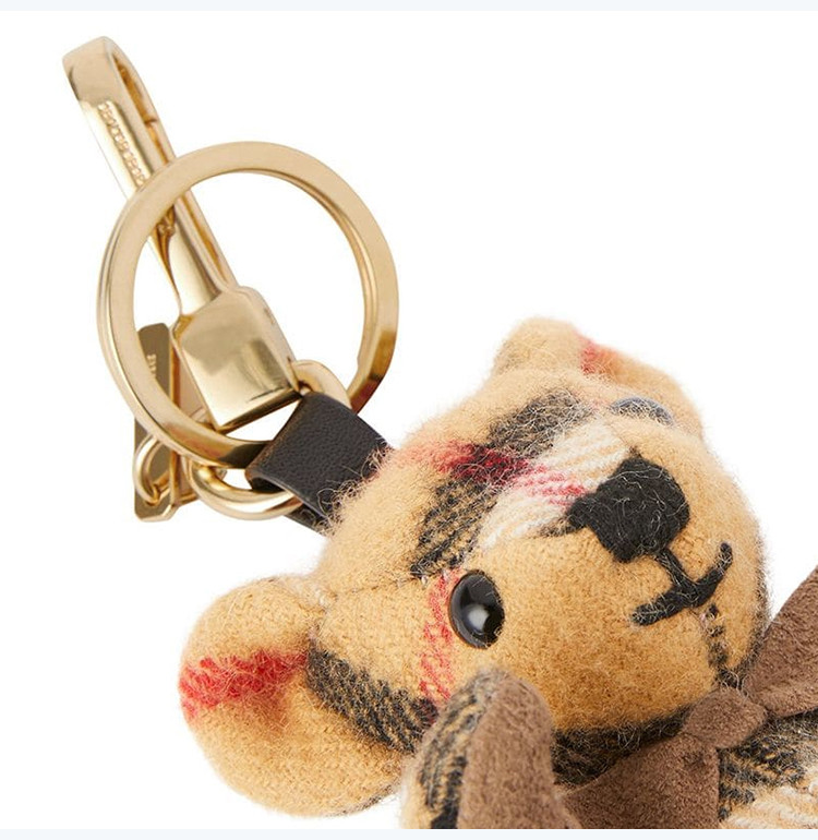 burberry/博柏利 女士泰迪熊复古格纹羊绒钥匙扣挂件