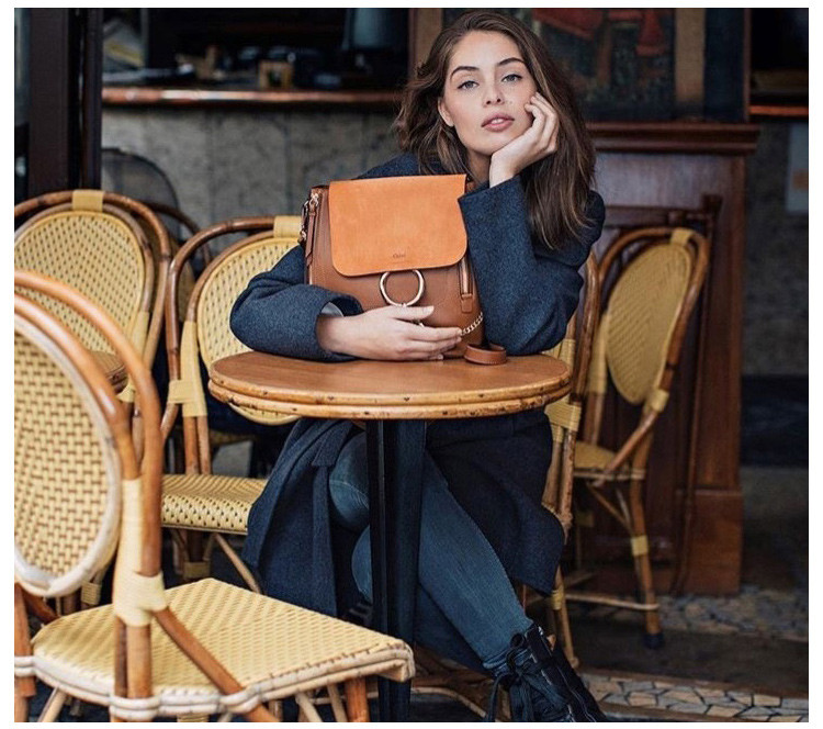 【包税】chloe蔻依小号faye焦糖色女士手提双肩包 棕色