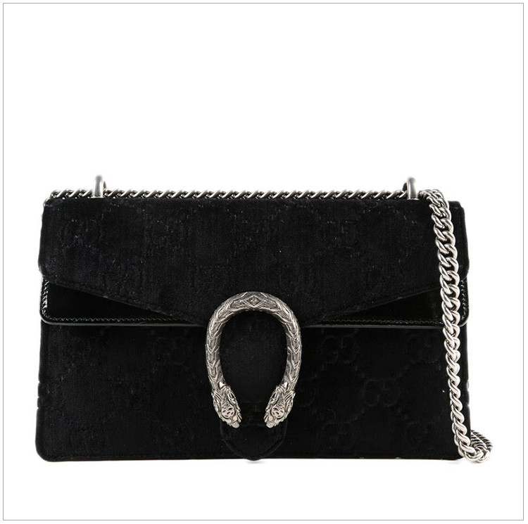 【gucci古驰 单肩包】gucci 古驰 18新品dionysus系列 女士黑色天鹅绒
