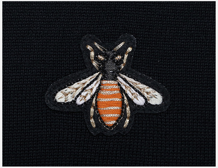 毛衣】gucci/古驰 20春夏 男装 服饰 鹿晗同款 羊毛v领蜜蜂刺绣时尚