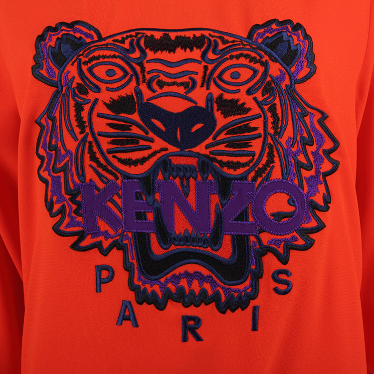 kenzo/高田贤三 女士时尚休闲圆领长袖虎头logo刺绣条纹拼接卫衣 f852
