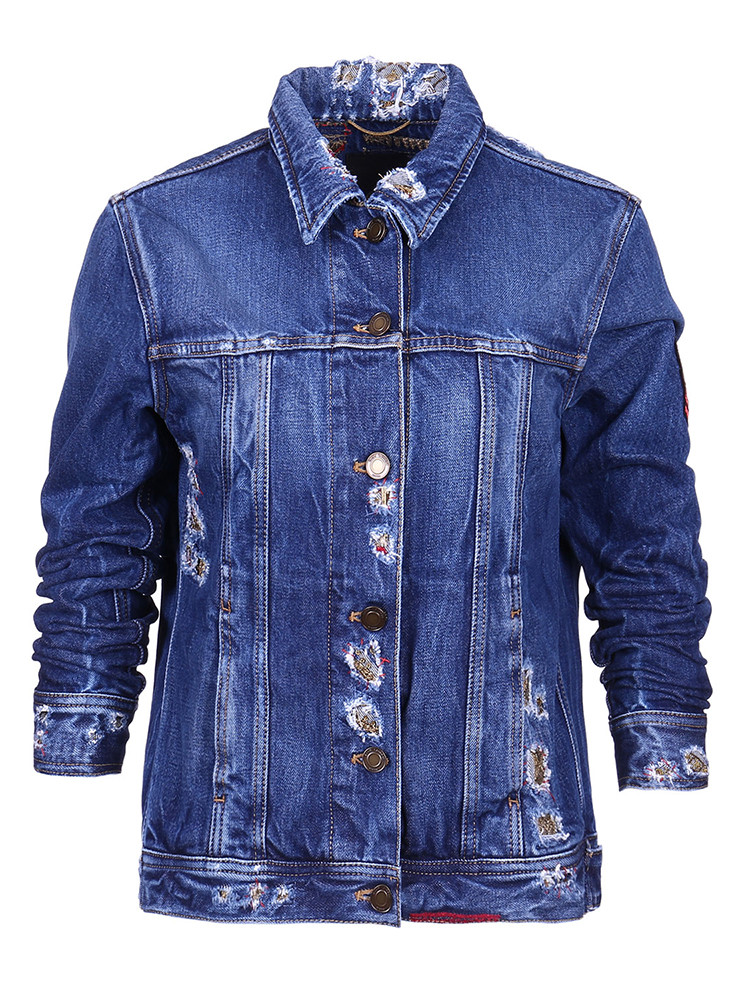 yves saint laurent/圣罗兰女士抓洞刺绣牛仔外套ys17wjk389-483618