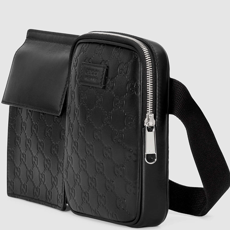 【包税】gucci/古驰 男士黑色皮革腰包 495450 dmtbn 1000-002#18060