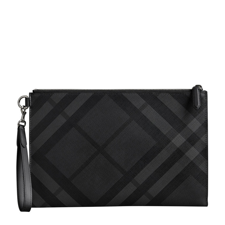 burberry/博柏利 新款男士中号格纹pvc拉链手拿包钱包 8014525