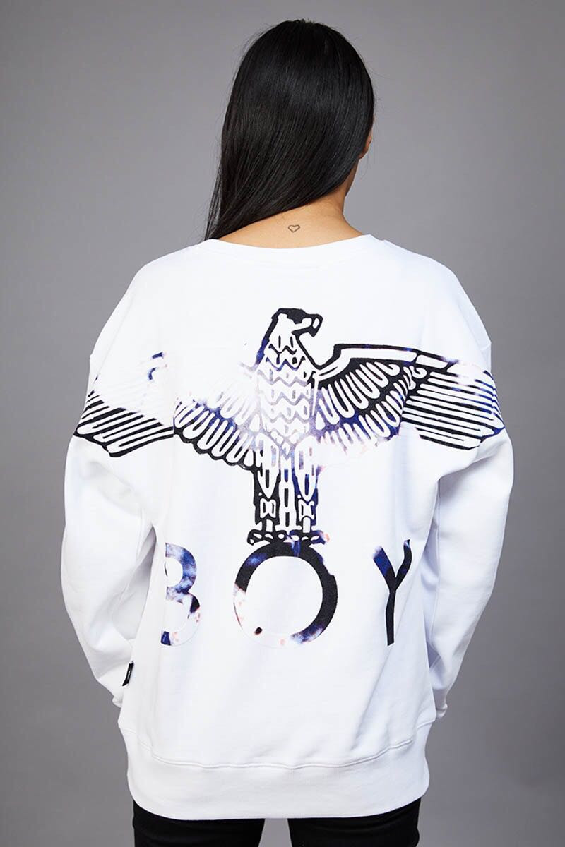 【英版】boy london 伦敦男孩 男女同款圆领背后大鹰标彩标印花图案