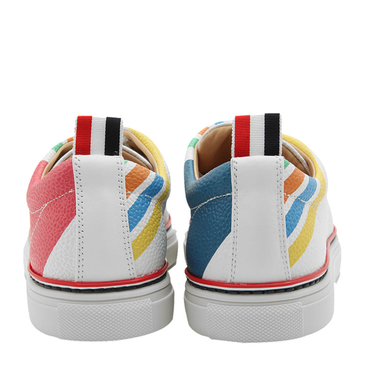 布郎尼 彩色条纹细节白色牛皮男士休闲运动鞋# mfd067b 03117 998