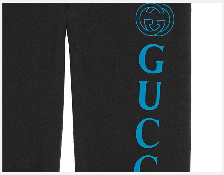 gucci 古驰 18秋冬服装 男士黑色棉质字母logo休闲裤长裤运动裤