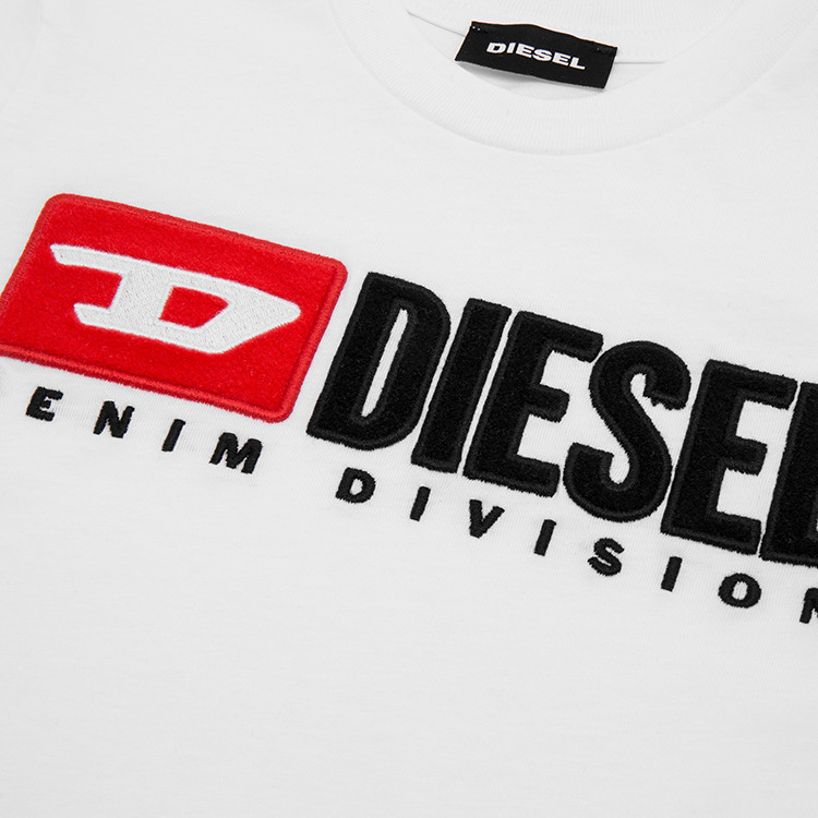 【米兰仓现货速发】 diesel/迪赛 圆领 短袖 纯棉 白色 毛绒立体logo