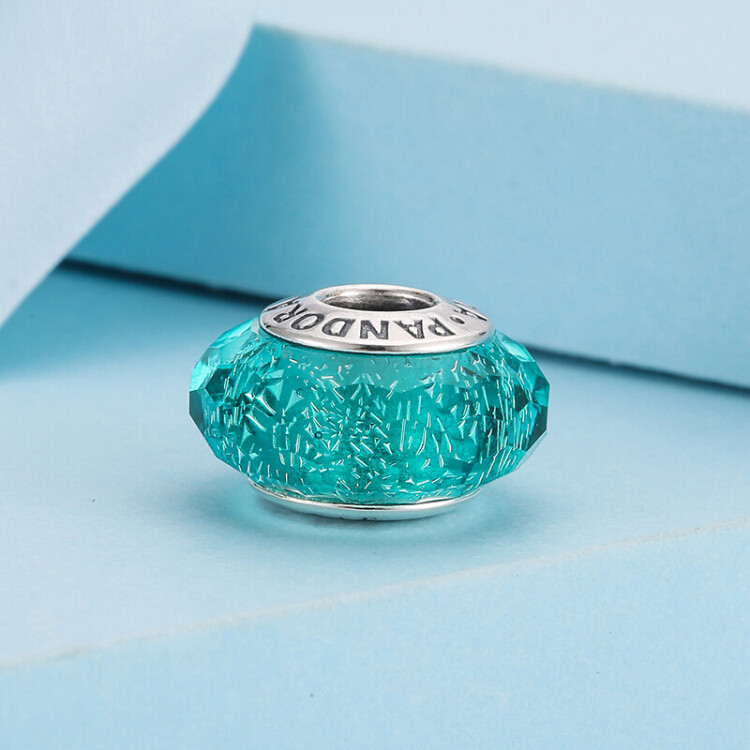 【可用券】pandora/潘多拉 亮青色闪烁琉璃串珠配珠 925银 791655