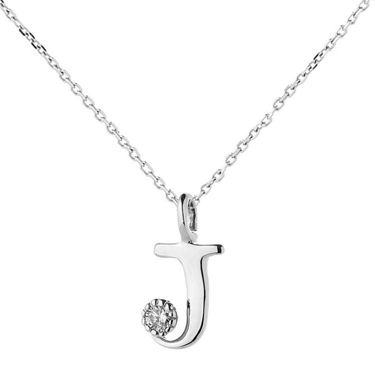 half&half(half&half) 银色18k金字母j吊坠项链