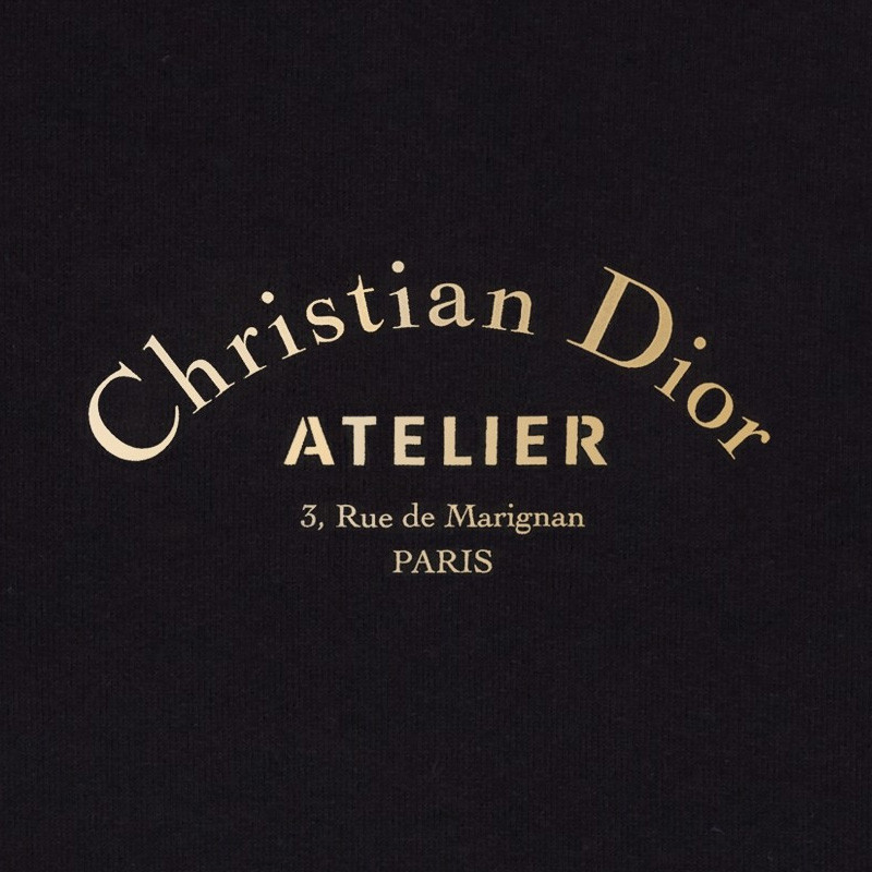 迪奥【18秋冬】新款时尚男点缀金色"christian dior atelier"印花针织