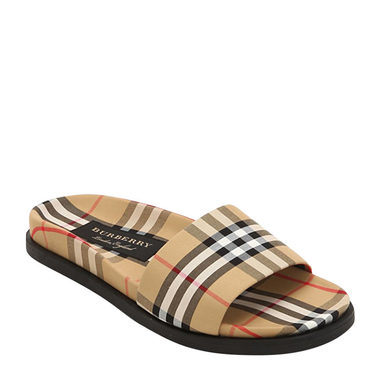 burberry/博柏利 vintage格纹男士古典黄色拖鞋 男鞋# 4076218