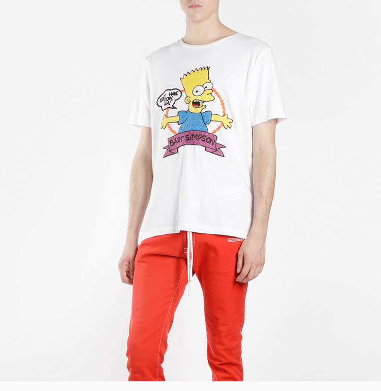 男士短袖t恤】off white/off white 19春夏 辛普森联名系列 男士白色