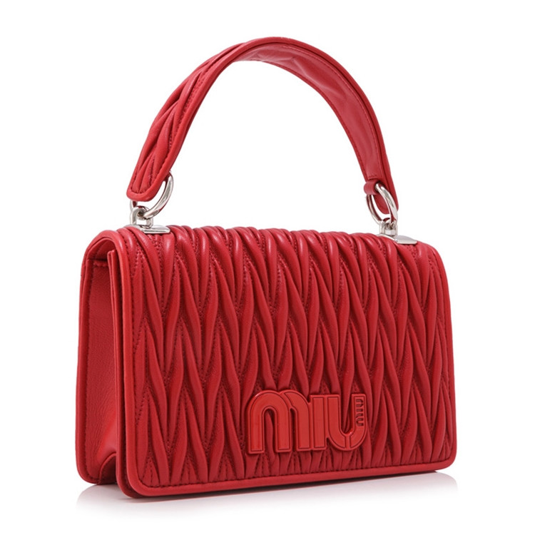 缪缪女士matelassemiulogo褶皱手提包5bh107n88f068z0001vooo红色系