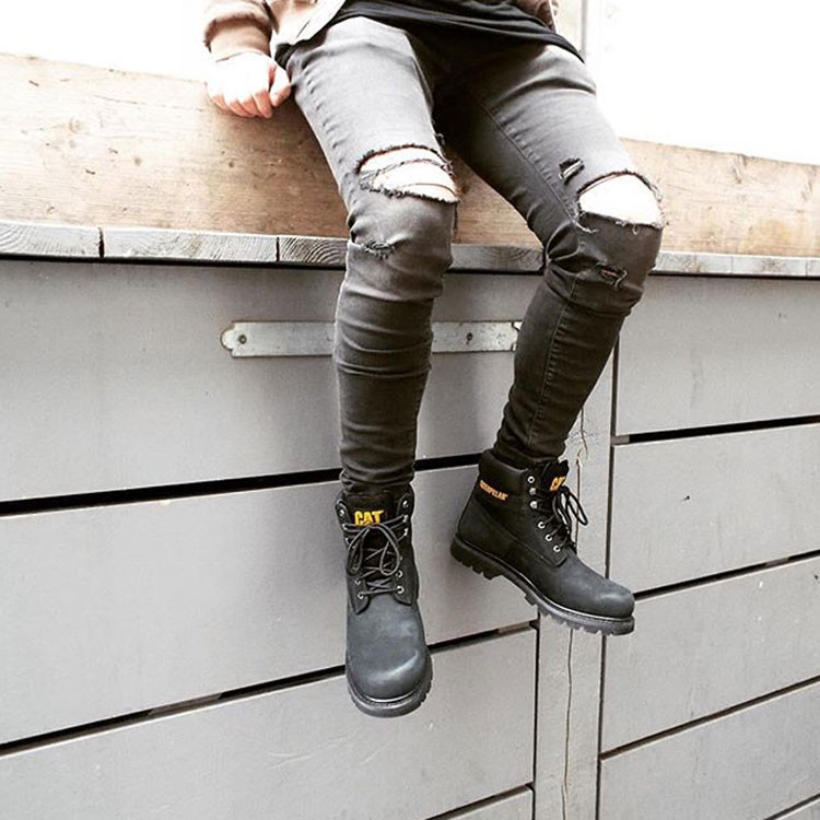 cat/卡特男靴 头层牛皮耐磨系带高帮休闲大黄靴 户外男士工装鞋 pwc