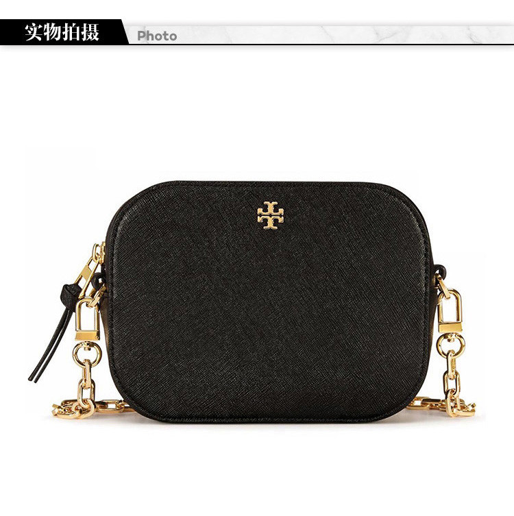 toryburch/汤丽柏琦robinson系列女士小号十字纹牛皮单肩包34313黑色