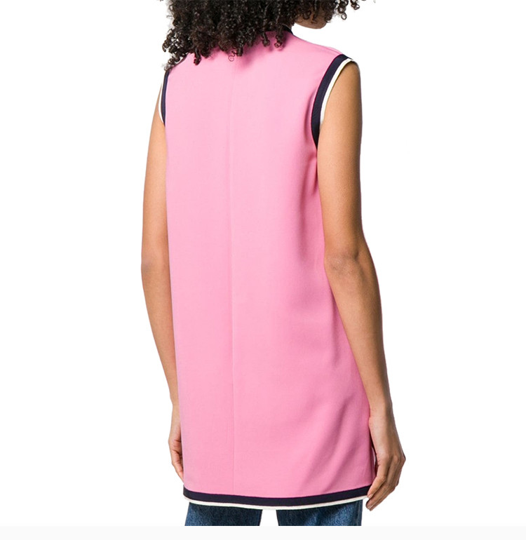 gucci 古驰 19春夏 女士粉红色纤维胶圆领无袖连衣裙