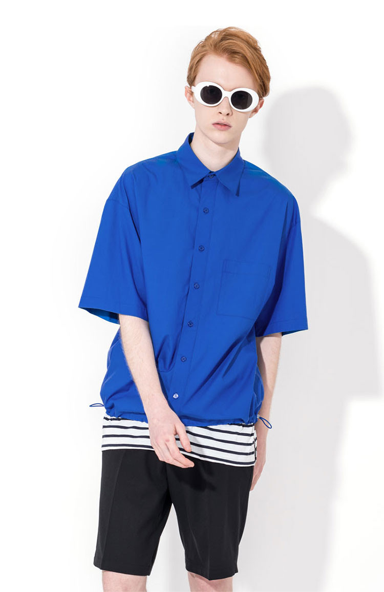 [18春夏新品]zplish男士抽绳蓝色衬衫