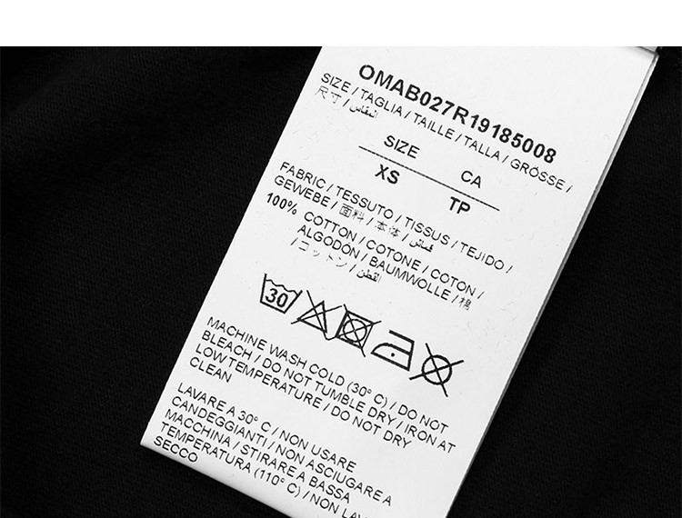 【19年春夏服装】off-white/off-white 男士黑色字母图案印花潮流时尚