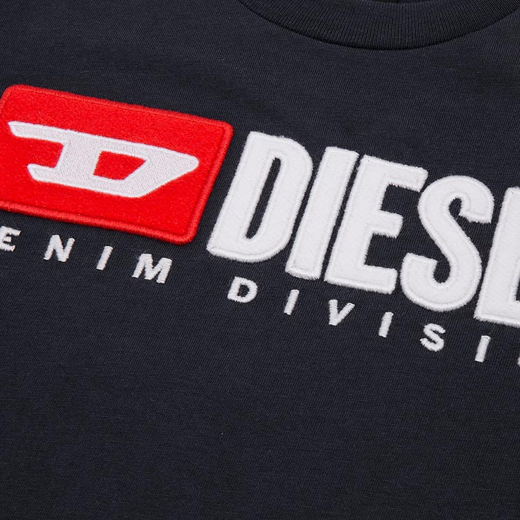 【19春夏】diesel/迪赛 圆领 短袖 纯棉 蓝黑色 毛绒立体logo 时尚