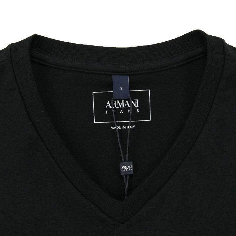 armani jeans/阿玛尼牛仔 男士鹰标v领短袖t恤 3y6t06