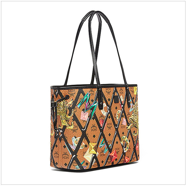 mcm 女士狮子钻石彩色图案印花时尚双面子母包单肩手提包女包 多色可