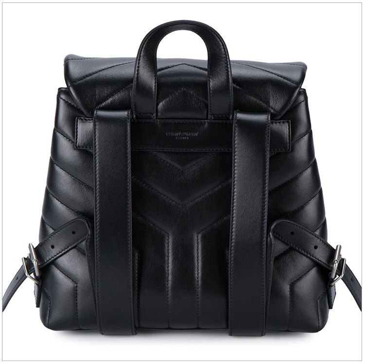 laurent paris 圣罗兰 monogram系列 女士黑色牛皮logo小号双肩包