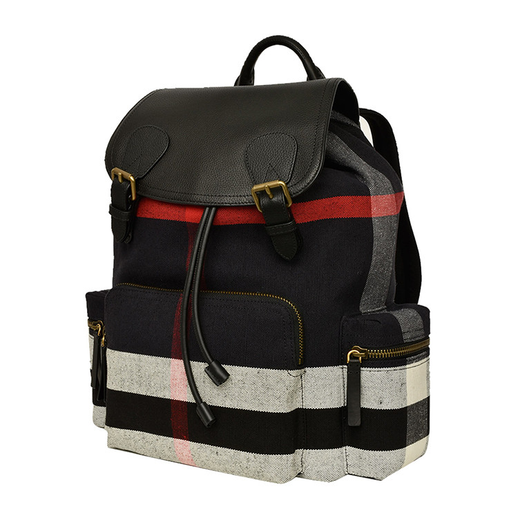 rucksack 大号 canvas格纹拼皮革军旅背包 双肩包4052566