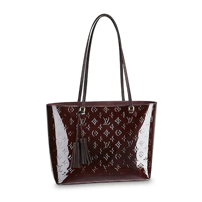 louis vuitton/路易威登 19秋冬经典款女士漆皮老花纹long beach 中号