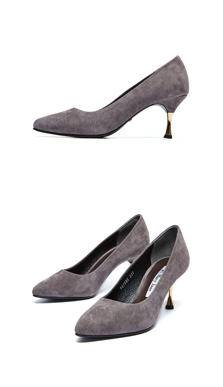[18春夏新品]ps. mary jane 女士绒面深灰色高跟鞋