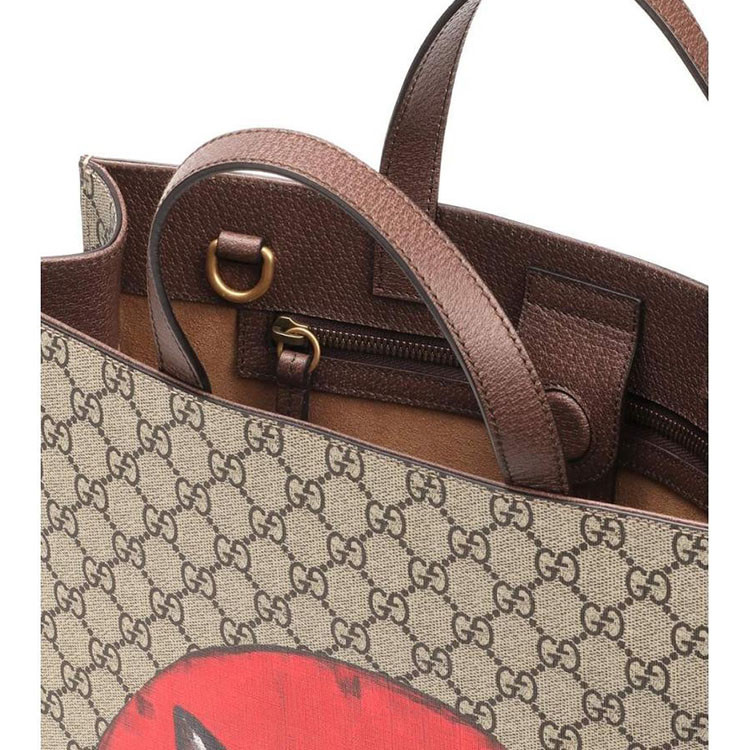 gucci/古驰18新款怒猫咪头像男士女士通用托特包单肩手提包 450950 9e