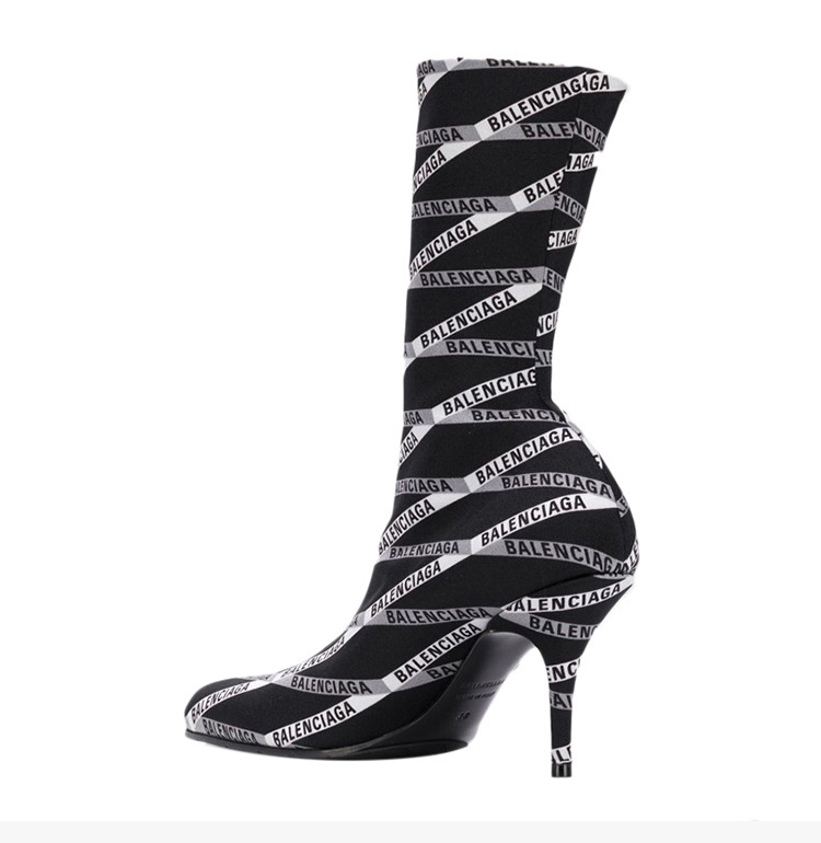 【包税】balenciaga/巴黎世家 女士时尚徽标印花长筒靴细高跟鞋女鞋