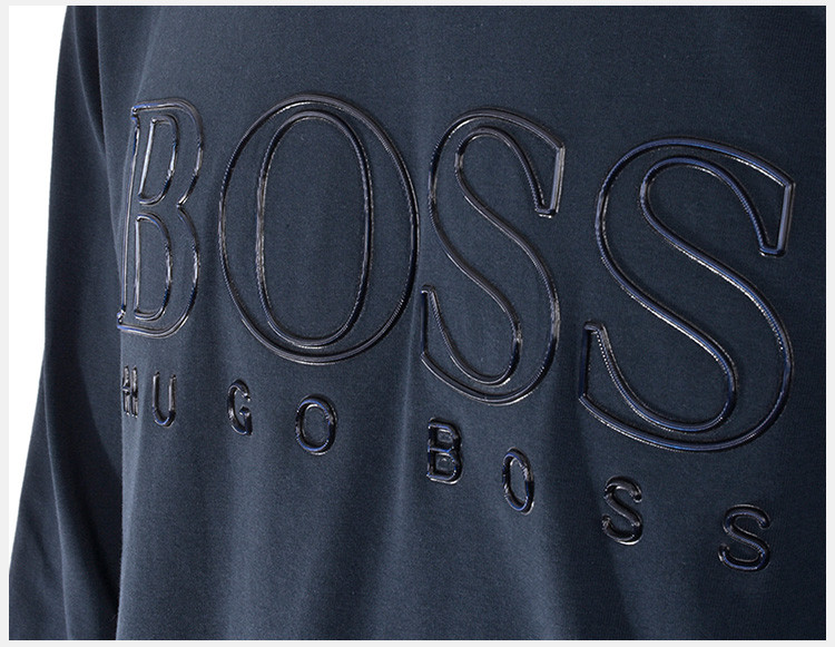 hugo boss(雨果博斯) 深蓝色男士纯棉logo标识时尚休闲长袖t恤 xl