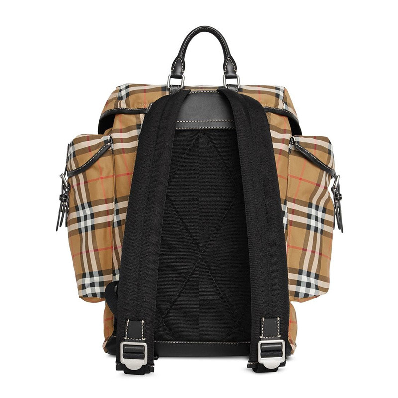 burberry/博柏利男包 london系列 男士黄色格纹尼龙时尚翻盖抽绳双肩