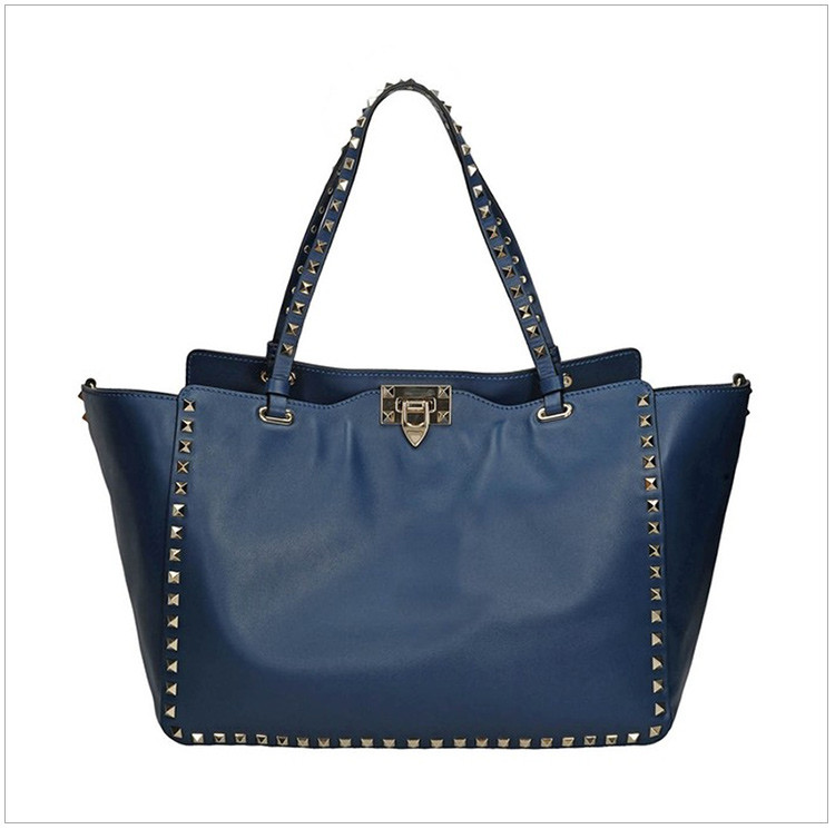 valentino 华伦天奴 女士蓝色牛皮手提包 蓝色蓝色