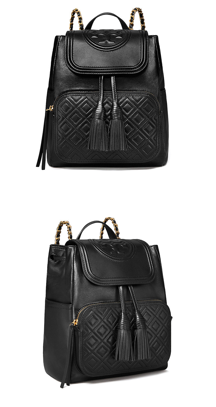 toryburch/汤丽柏琦fleming系列女士时尚格纹羊皮双肩包链条包45143