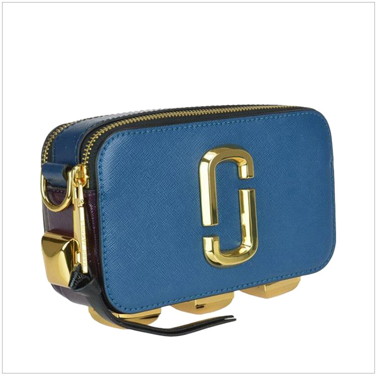 marcjacobs马克·雅可布女士牛皮经典logo徽标铆钉装饰相机包单肩斜