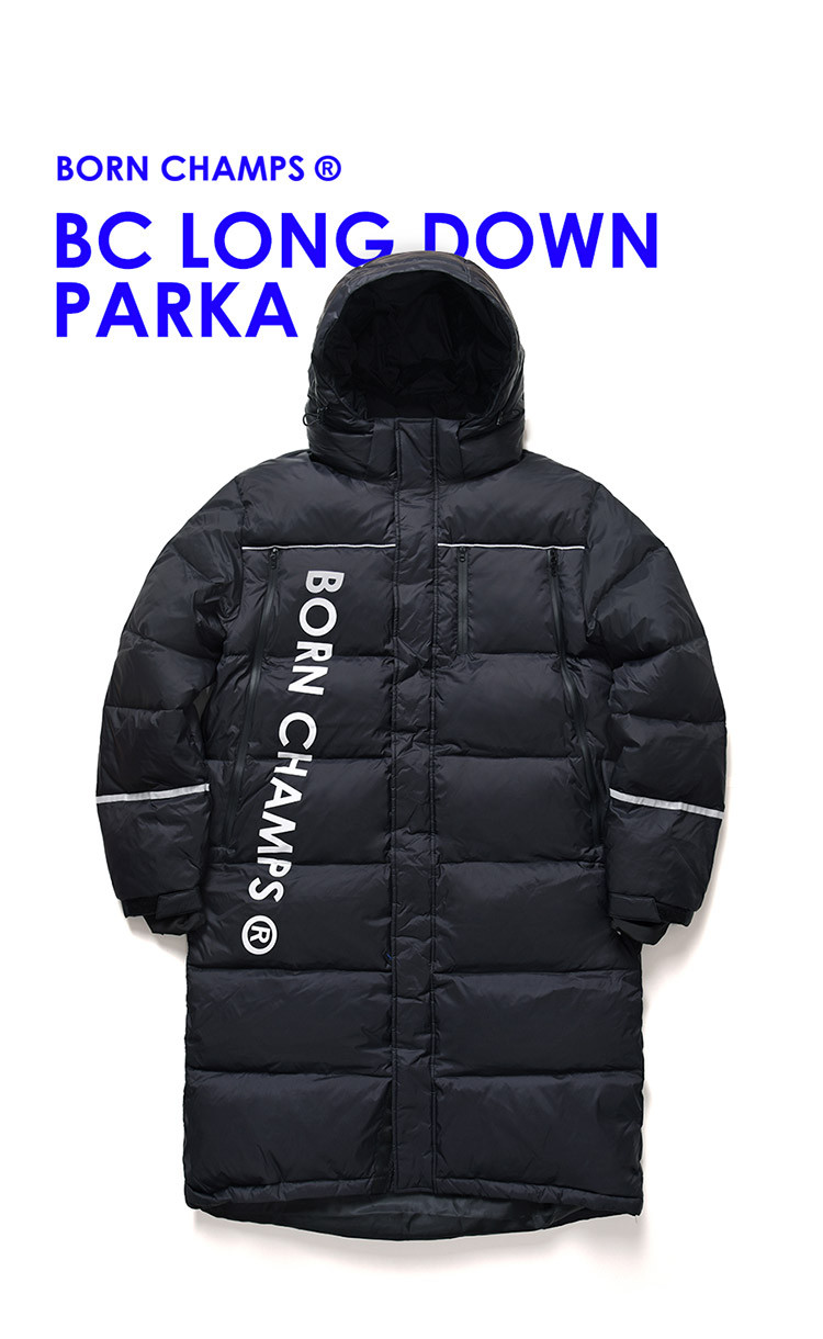 born champs/born champs bc long系列男女同款黑色长款羽绒服
