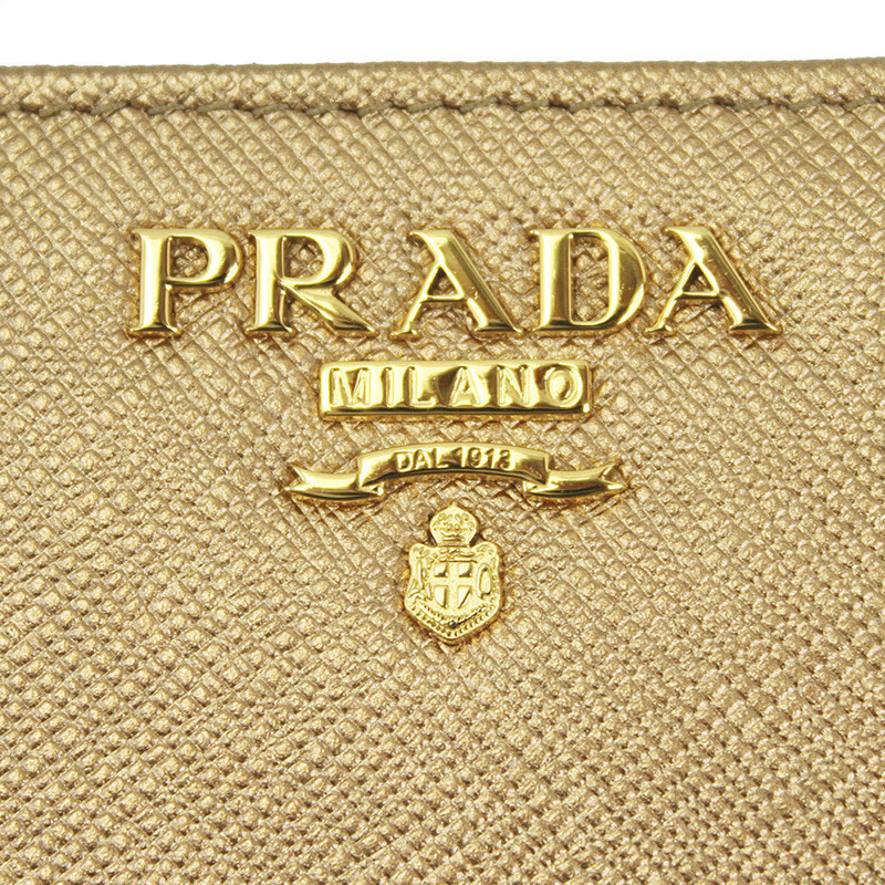 prada/普拉达 女士金色牛皮logo折叠短款钱包 1mh523-qwa-f0cgq