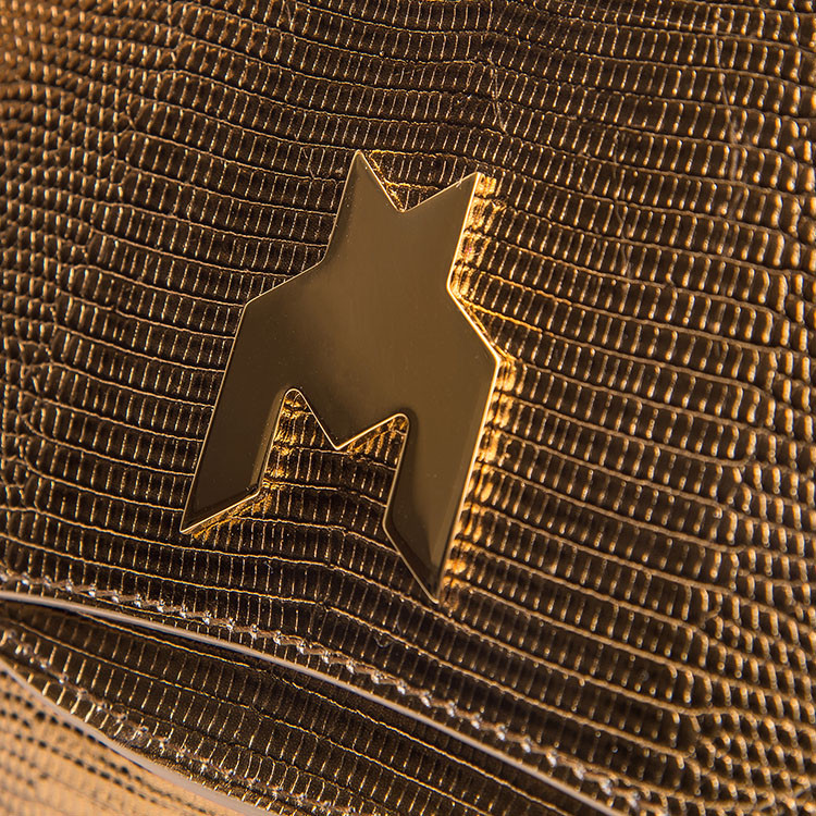 hidesins意大利品牌 基本款裂纹版 暗金色铆钉手提包 h10085_gold