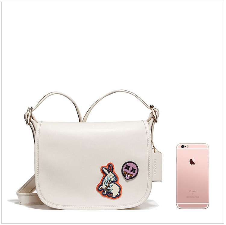 【包税】coach 蔻驰 【17秋冬新款】女士时尚白色皮质兔子/笑脸装饰