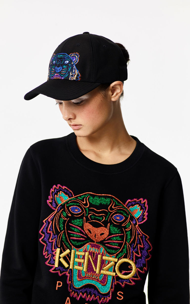 kenzo(高田贤三 黑色新款女圆领虎头卫衣 m