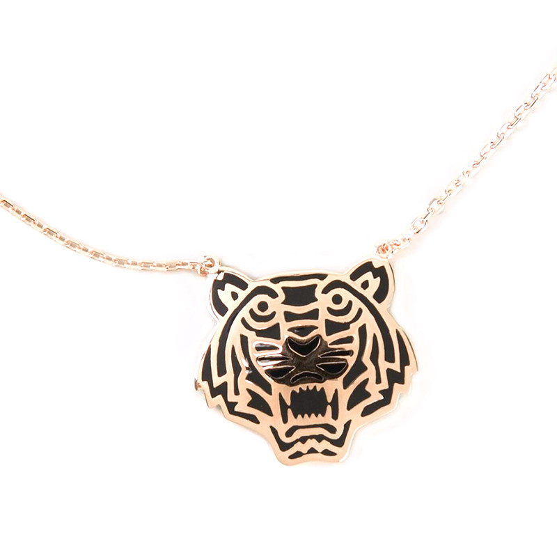 kenzo/高田贤三 女士玫瑰金色经典虎头项链 70216080115043