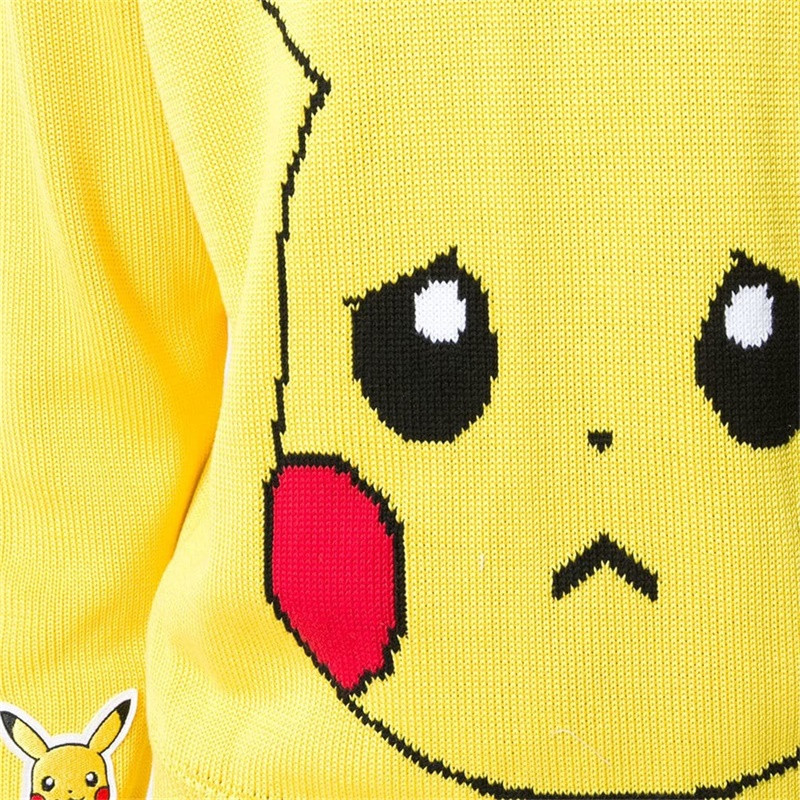 gcds/gcds 19春夏x宝可梦联名款女士黄色皮卡丘宽松针织衫毛衣 pk19m