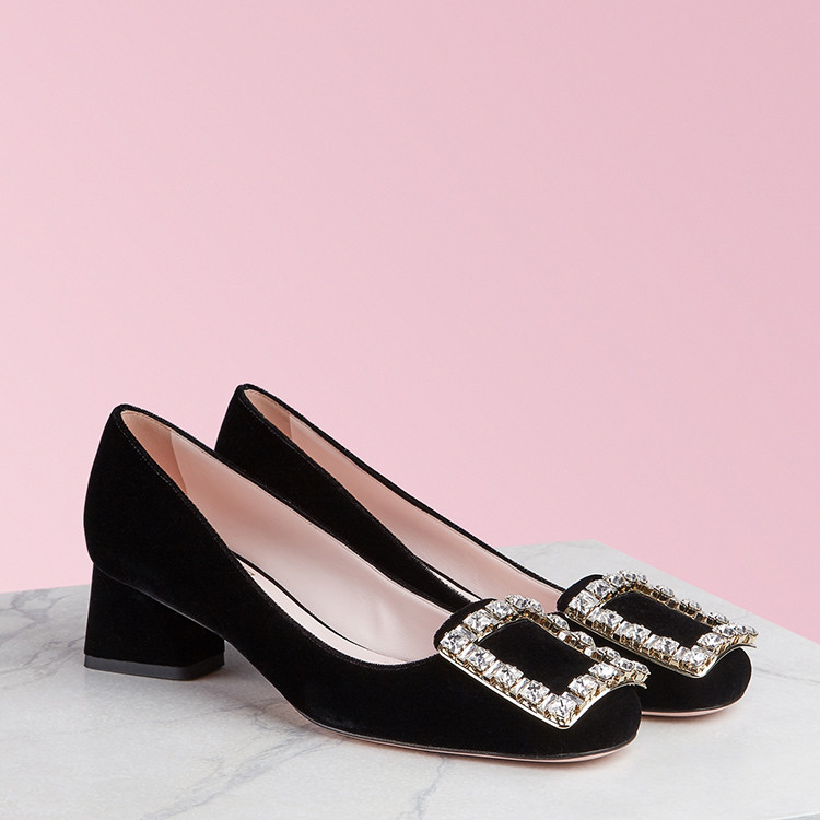 rogervivier罗杰维维亚女士高跟鞋女鞋trèsvivier钻扣中跟鞋高跟鞋