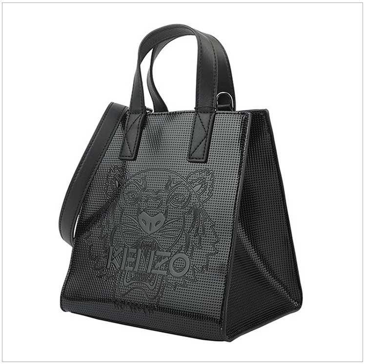 【包税】kenzo 高田贤三 女士黑色虎头印花时尚手提单肩包