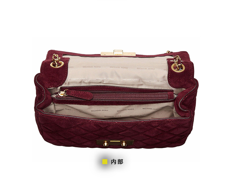 科尔斯michael kors mk sloan 系列 毛绒菱格小锁包 浅梅子色20170315