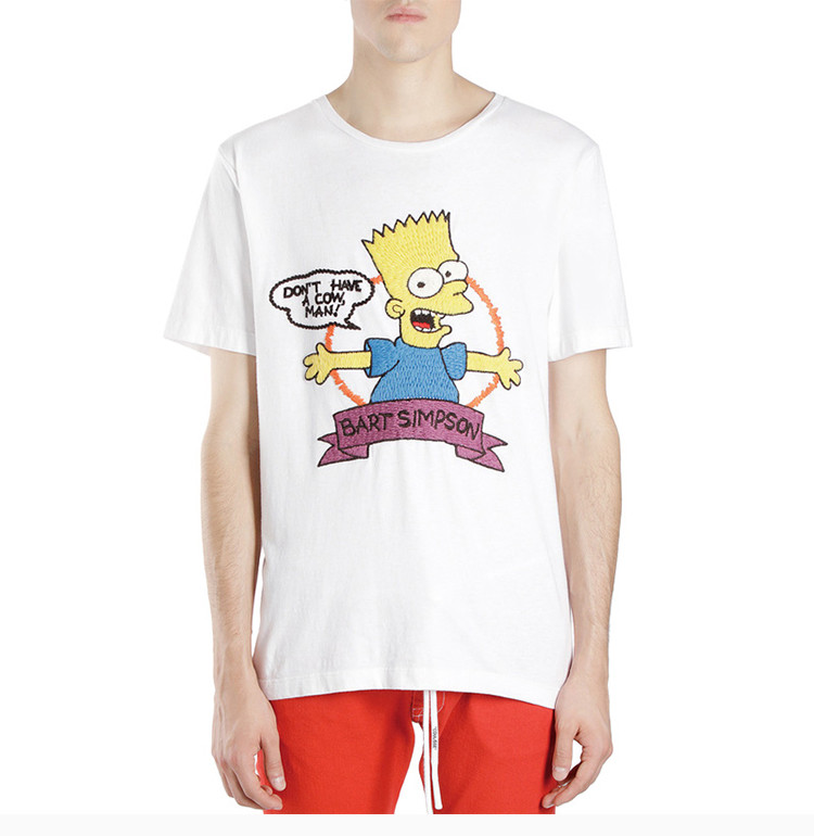 男士短袖t恤】off white/off white 19春夏 辛普森联名系列 男士白色