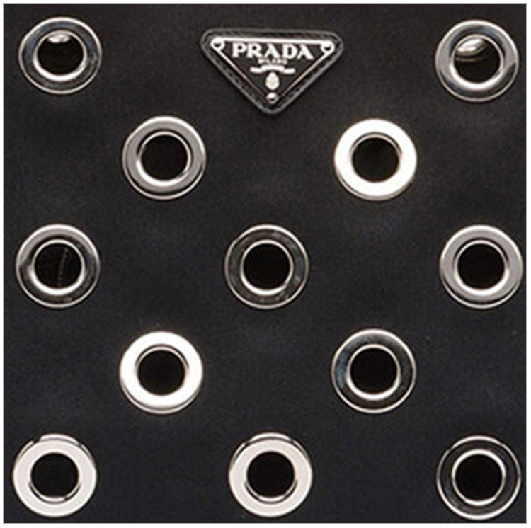 prada普拉达女士扣眼装饰黑色帆布两用手提包1bg439-oox-zki-f0002