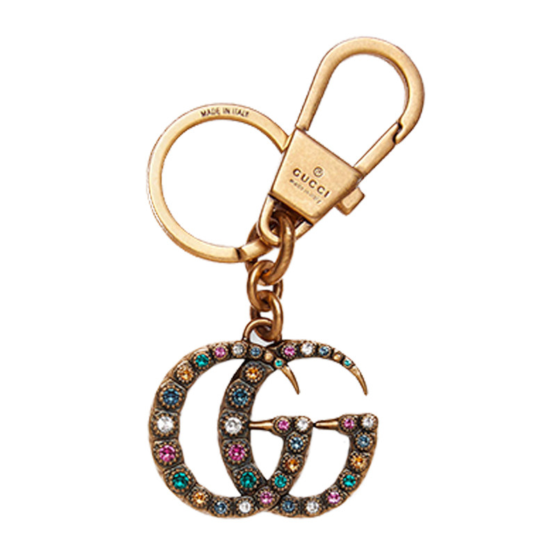包税gucci古驰女士彩色水晶双g钥匙扣476429i94vt8988002171208jjy